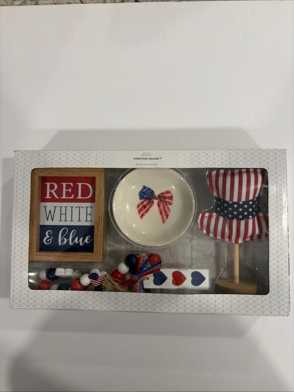 Kirkton House Americana 4th of July Tier Tray Decor Props Patriotic Summer Beach